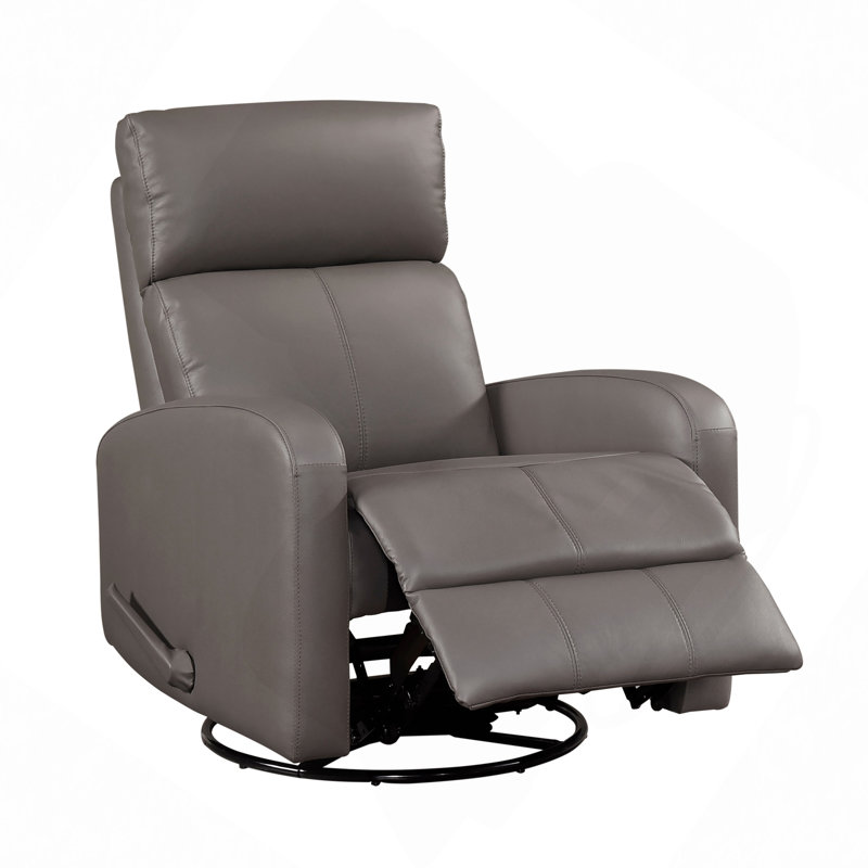 1Pc Glider Recliner Chair With Swivel Motion Leather Upholstery Luxury Comfort Solid Wood Living Room Furniture