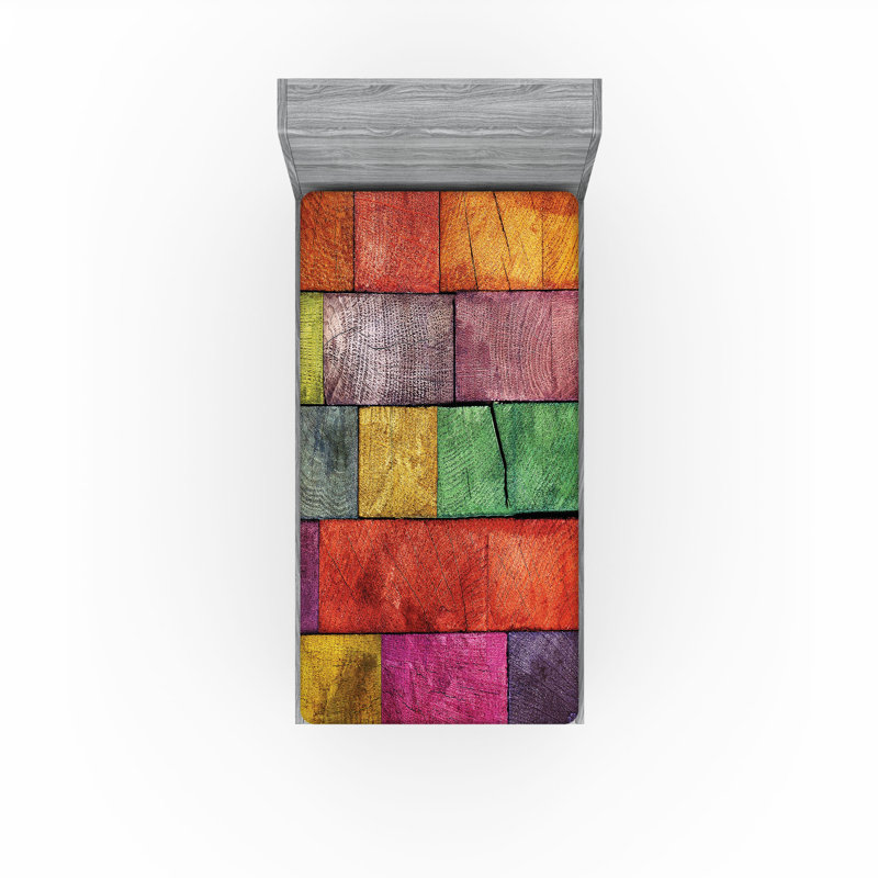 Multicolore Ambesonne, Drap-housse de taille simple