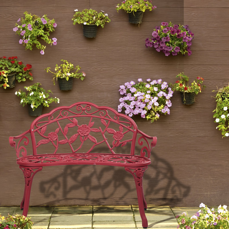 Banc Audwen Park, Rouge, H 31 po x l 38,5 po x P 13,5 po