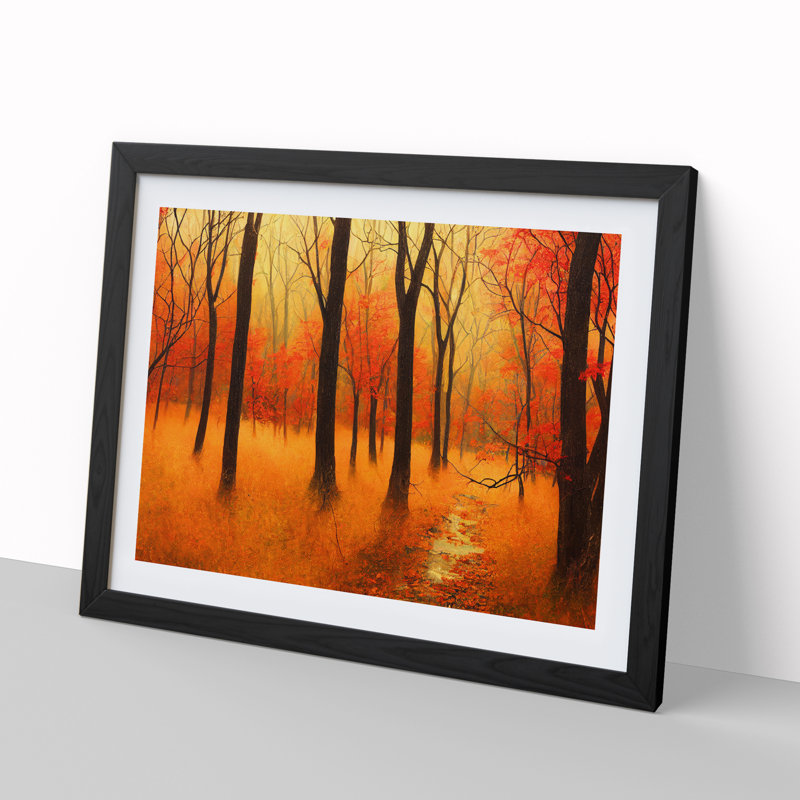 Attractive Autumn Forest - Framed Print, 25cm H x 34cm W x 2cm D, Black