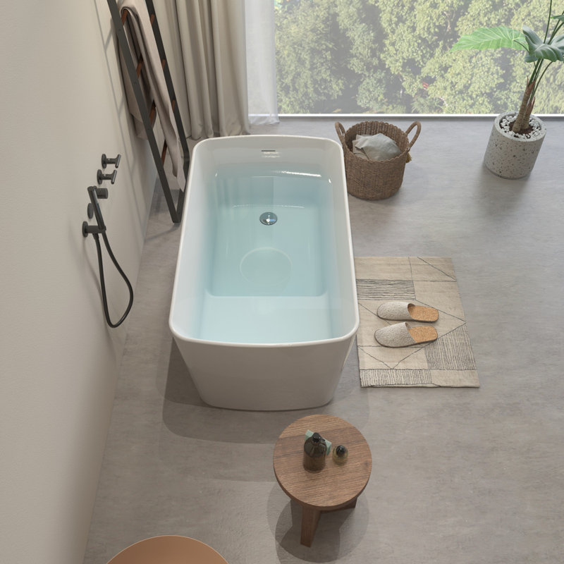 49'' Acrylic Freestanding Soaking Bathtub, White