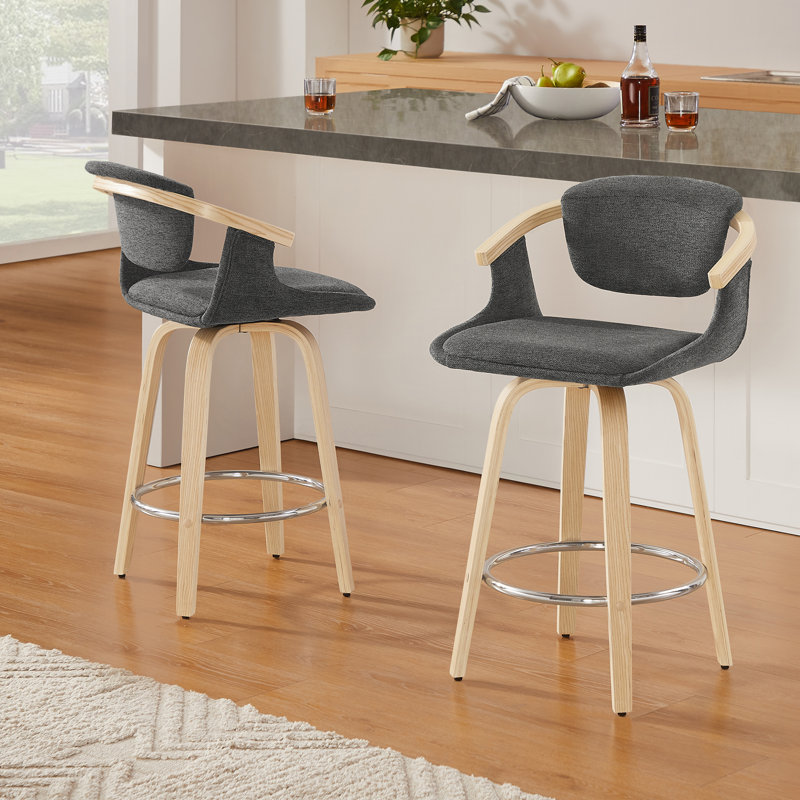 Tabouret de comptoir pivotant 25,78 po Tonnya, Noir, noir, noir, noir, 2