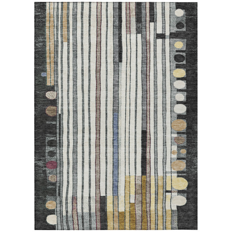 Machine Washable Indoor/Outdoor Husby ACN2189 Geometric Rug, Rectangle 9' x 12'