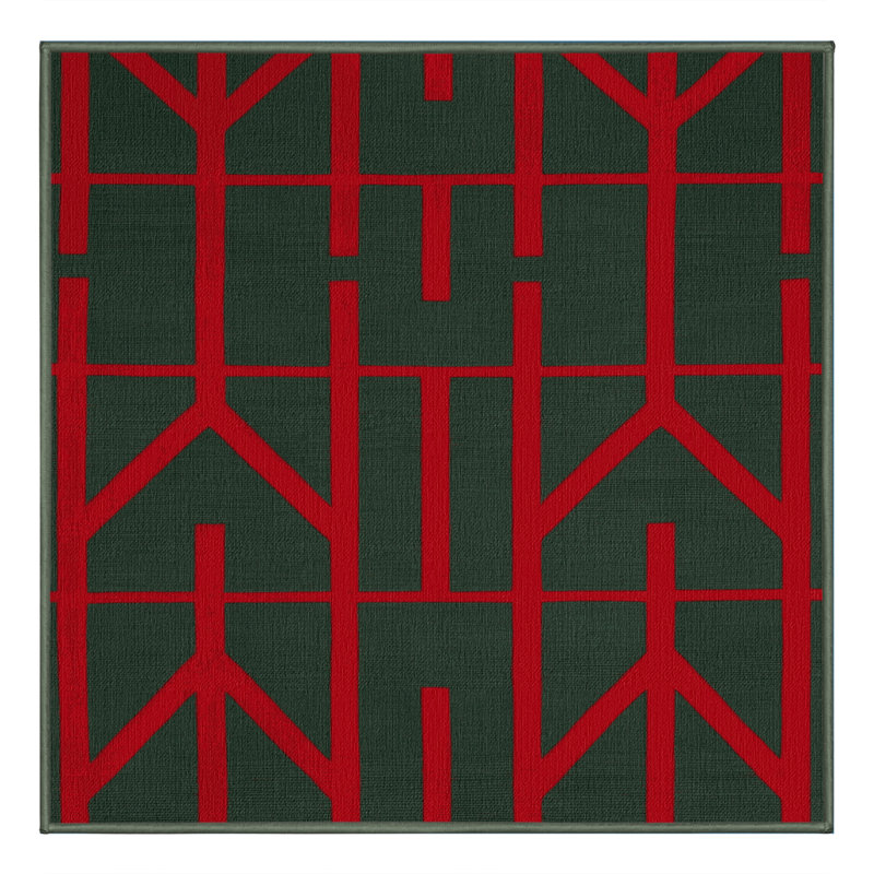 Machine Washable Trellis Green Area Rug, Carré 7 pi