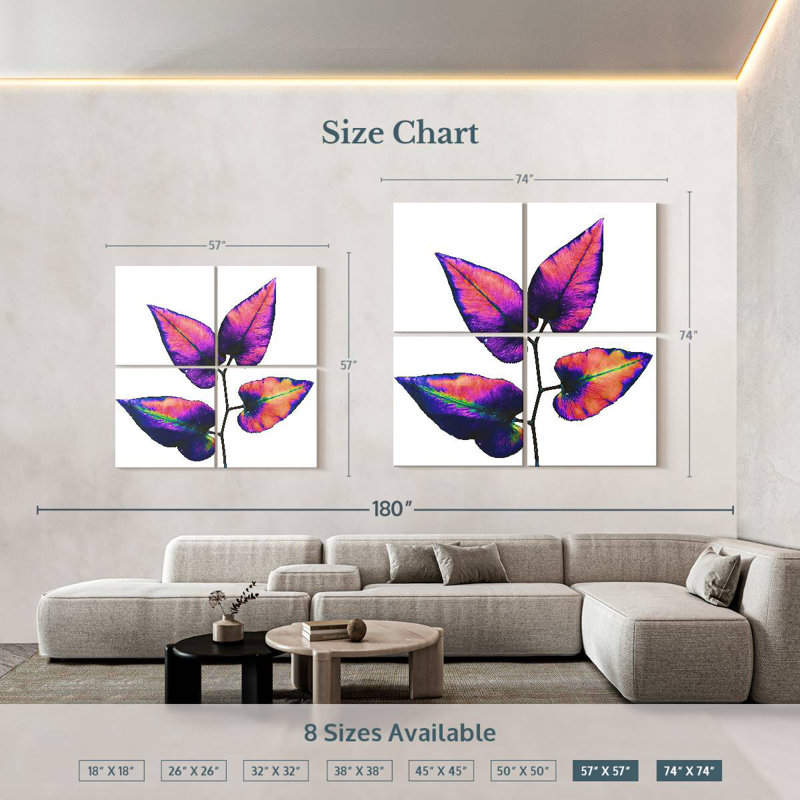 Harnek Colourful Heart Leaves, 74" H x 74" W