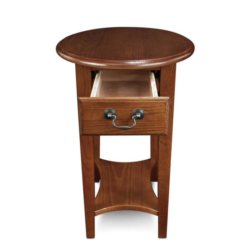 Oval Solid Wood Side Table, Medium Oak