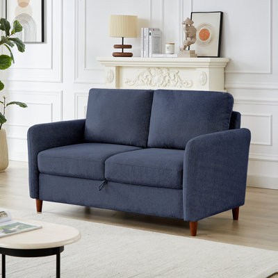Linen Flared Arm Loveseat with Storage