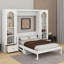 Grand lit plateforme escamotable avec tablette, armoires latérales, tiroirs et DEL-540965486
