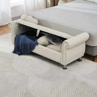 Banc de rangement rembourré avec 1 coussin