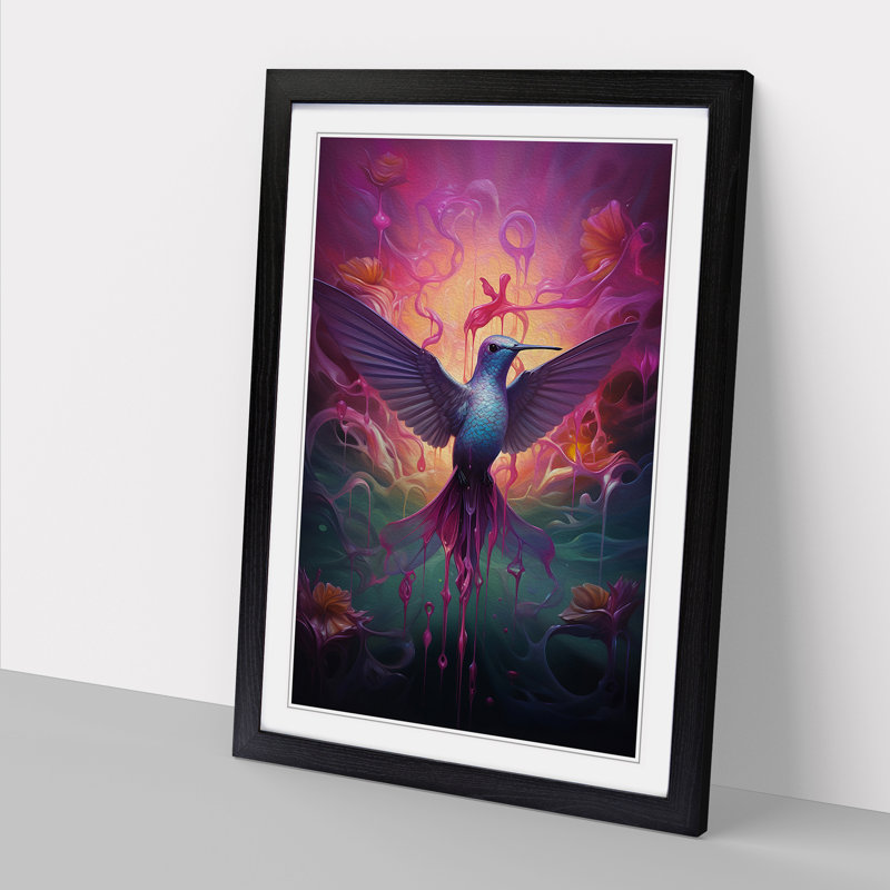 Hummingbird Surrealism No.2 - Framed Print, Black Framed, 64cm H x 46cm W x 2cm D