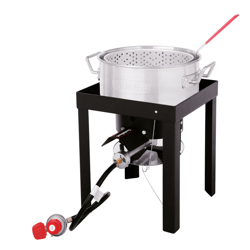 Premium Aluminum 30 Qt. Blue Turkey Fryer with Fish Boiler Steamer Kit