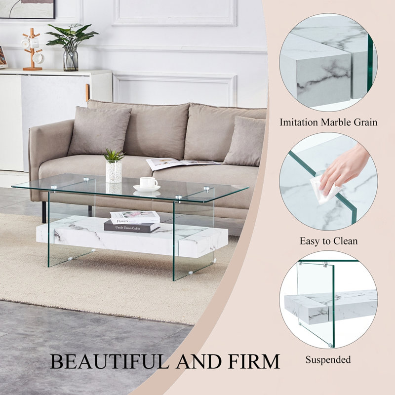 Table basse 40,3 po 2 couches, Blanc