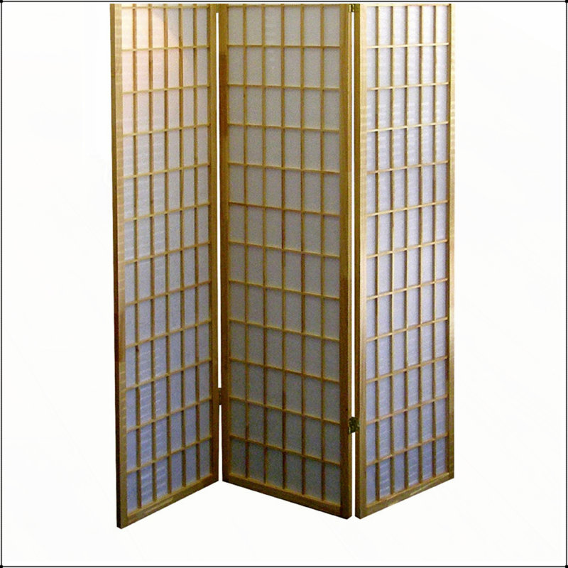 Cloison de 70 pouces de hauteur à 3 panneaux de style japonais avec finition en bois naturel, parfaite pour l'intimité et la décoration