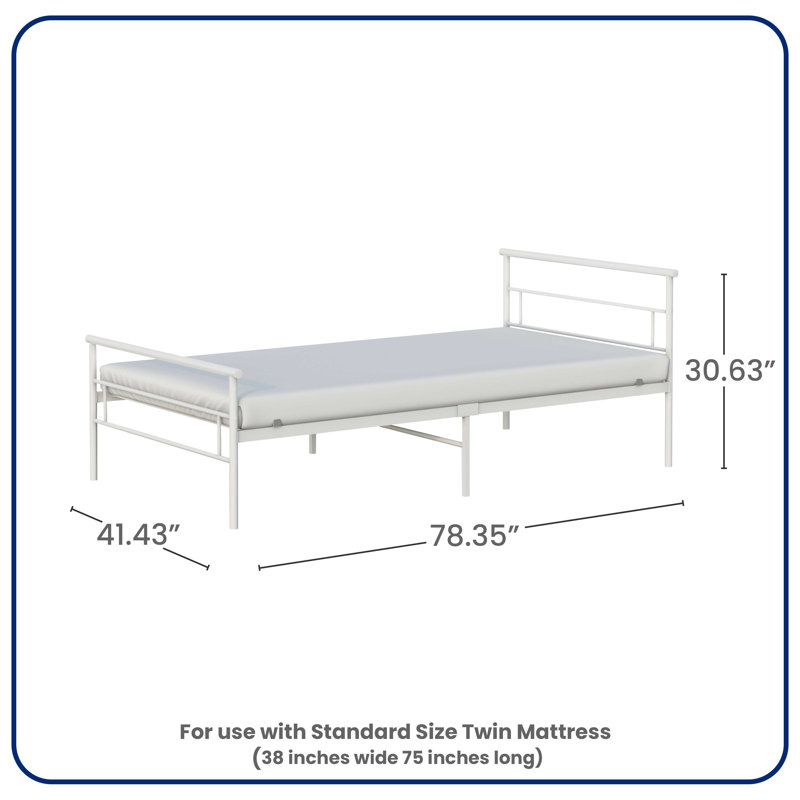 Seattle Metal Twin Bed, White