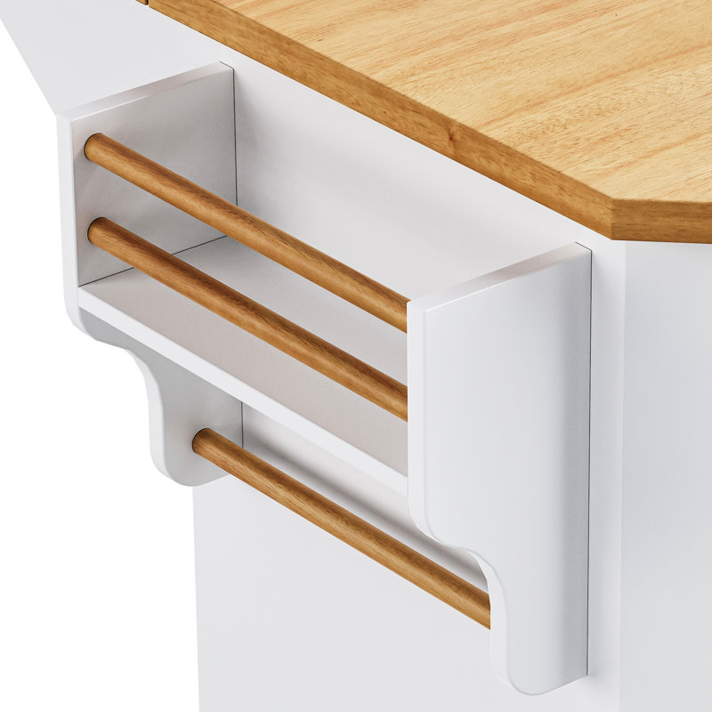 56 Inch Kitchen Island With Charging Station, 4 Door Shelves - Modern Luxury Rolling Cart Internal Storage , Drop Leaf Vintage Style