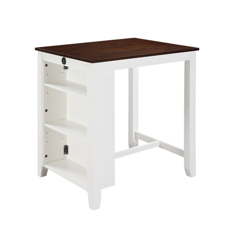 Table de salle à manger à hauteur de comptoir Gregorio, Brun / Blanc