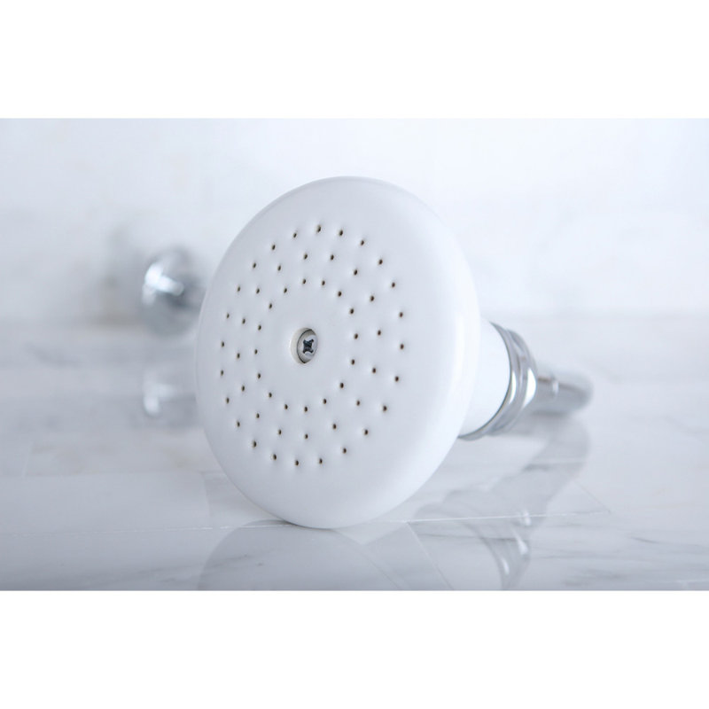 Kingston Brass Victorian 5-1/8-Inch Round Raindrop Ceramic Shower Head with 12-Inch Shower Arm Combo, Polished Chrome