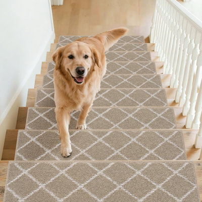 Stair Treads For Wooden Steps Non Slip Machine Washable Stair Treads Soft Polyester Carpet Stair Tread 28X9in