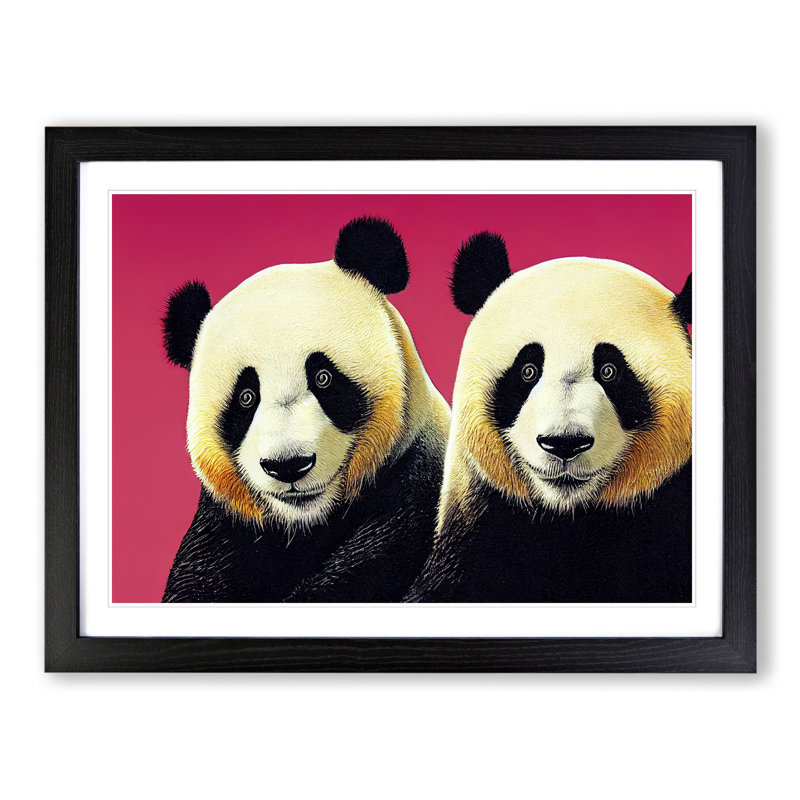 Splendid Pandas - Framed Print, Black, 46cm H x 64cm W x 2cm D