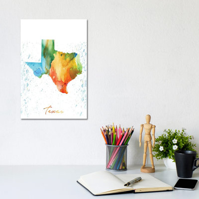 Texas State Colourful - Wrapped Canvas Painting