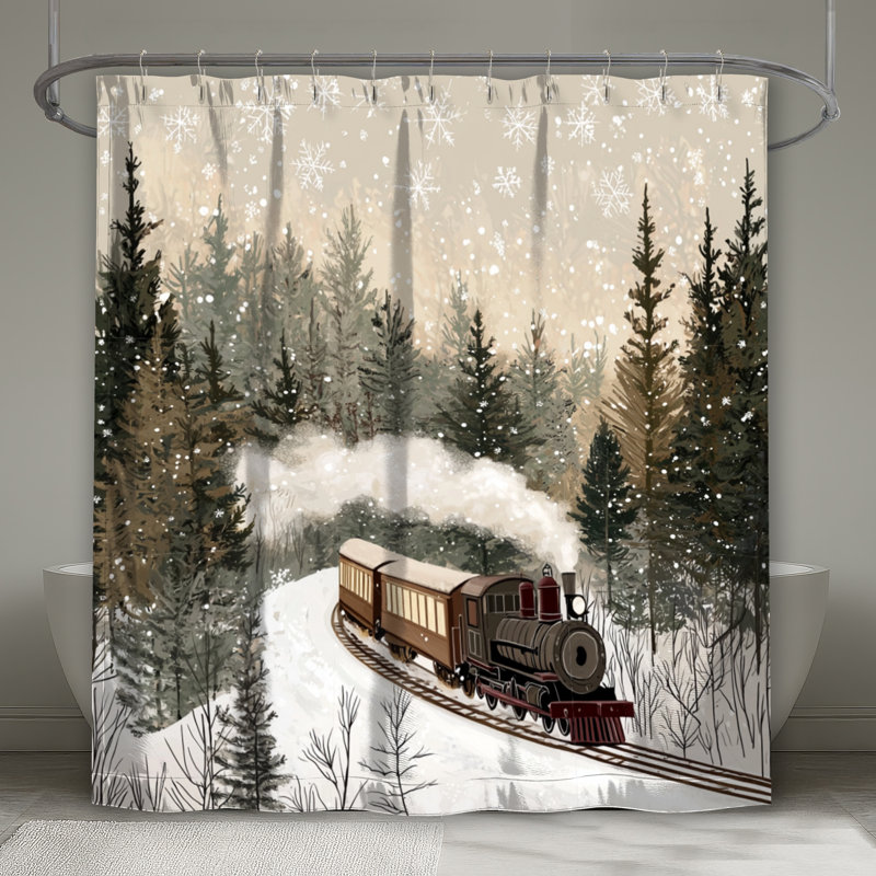 Rideau de douche Train - Transport Cottage Decor, H 74 po x l 71 po