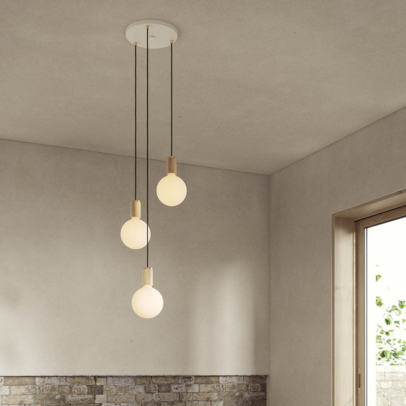 Oak Triple Pendant, White