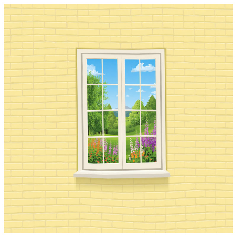 Toile tendue avec fenêtre en briques murales en plusieurs tailles, 12 x 12 pouces