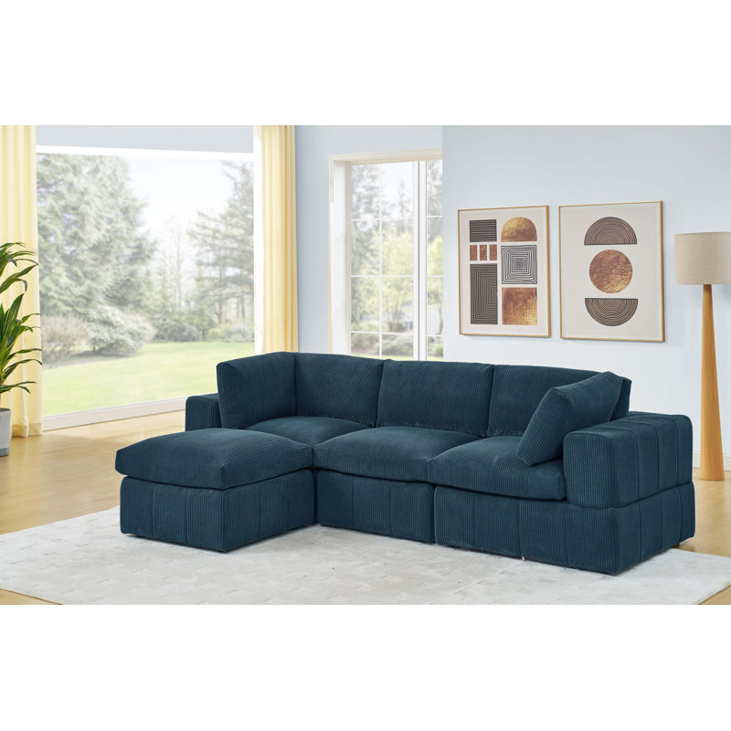 Canapé modulaire réversible de 108,5 po Atianna, Velours côtelé gris foncé