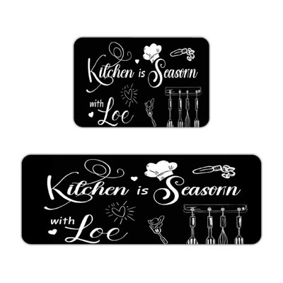Heartfelt Kitchen Theme Print Kitchen Living Room 2 Pcs Kitchen Mats