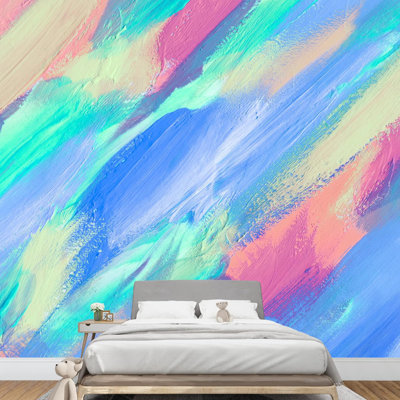 Rainbow TieDye, peinture, collage, formes abstraites, art moderne, panoramique, multicolore, détente, calme