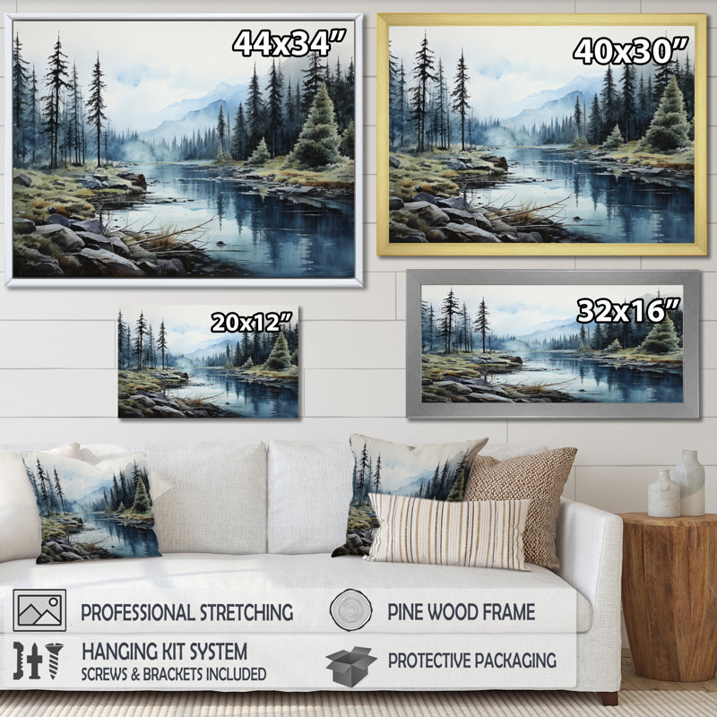 «Canada Tranquil Lake», reproduction sur toile, Cadre flottant noir, H 16 po x l 32 po x P 1 po