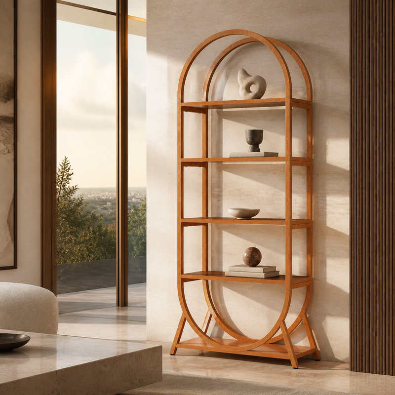 70.8" Modern 5-Tier Arched Bookcase