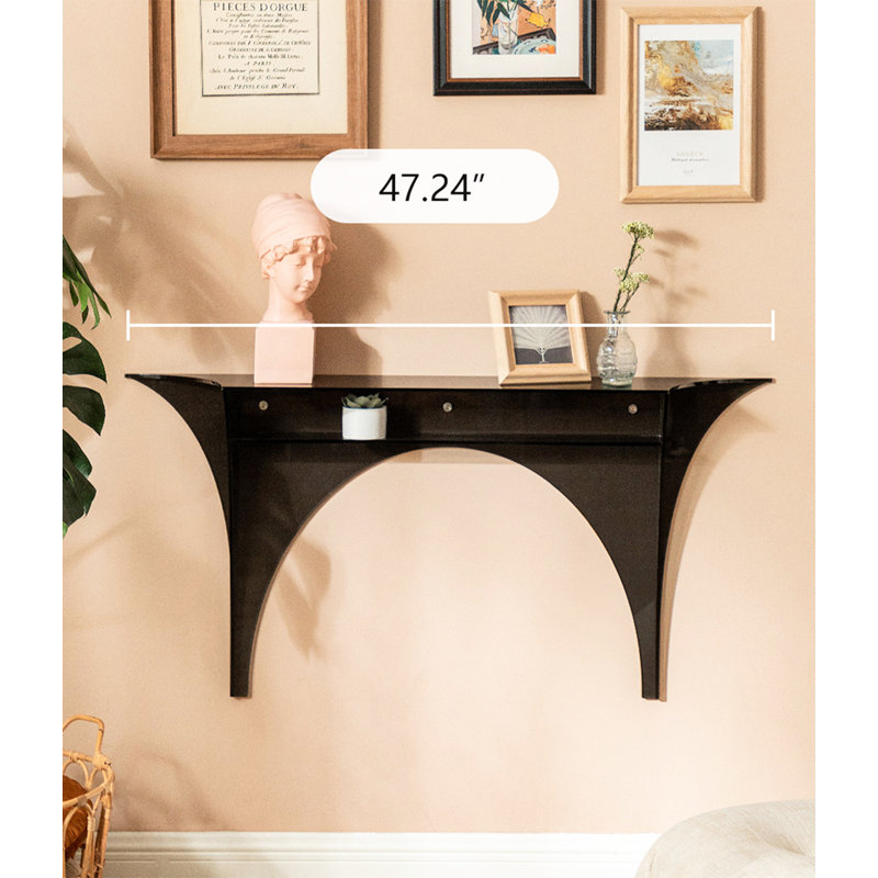 Contemporary Wall Shelf Console with Artistic Arch Silhouette, 23.62" H x 39.37" W x 7.87" D, Black
