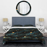 Celestial Constellations Planet Pattern I Box Stitch Abstract Duvet Cover Set