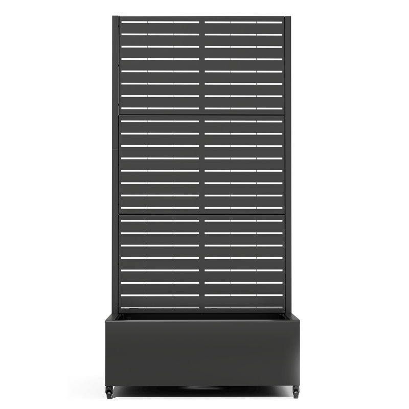 Double-Sized Metal Planter Box with Trellis Tall Raised Garden Bed on Wheels, with 2 Metal Planter Box  for Climbing Plants and Vegetables and Roses
