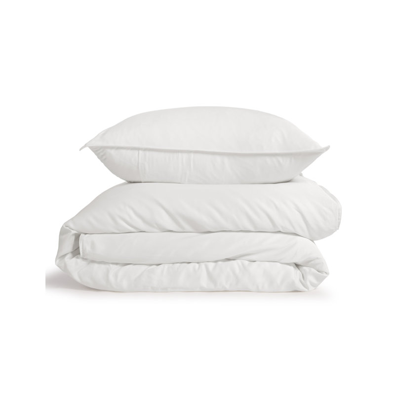Parker Duvet Cover Set, Rayon from Bamboo, White, King Duvet Cover + 2 King Shams
