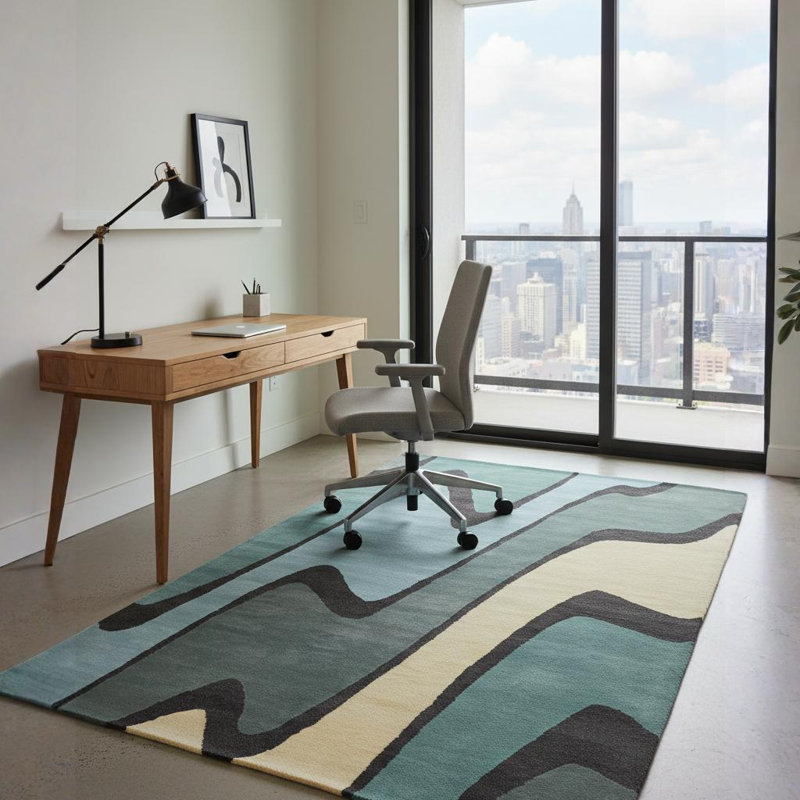 Tapis intérieur en laine Stickel, Rectangle 5 pi x 7 pi 6 po