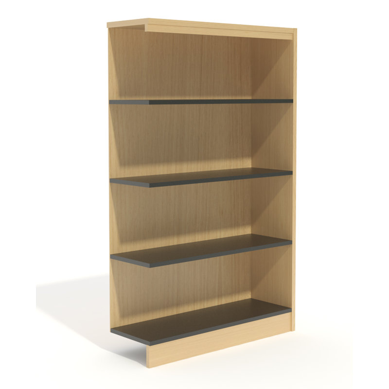 Bibliothèque standard Yursa, Chêne Naturel, (Quatre tablettes) H 60 po x l 37 po x P 12 po