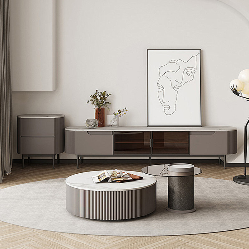 Italian simple rock panel coffee table combination