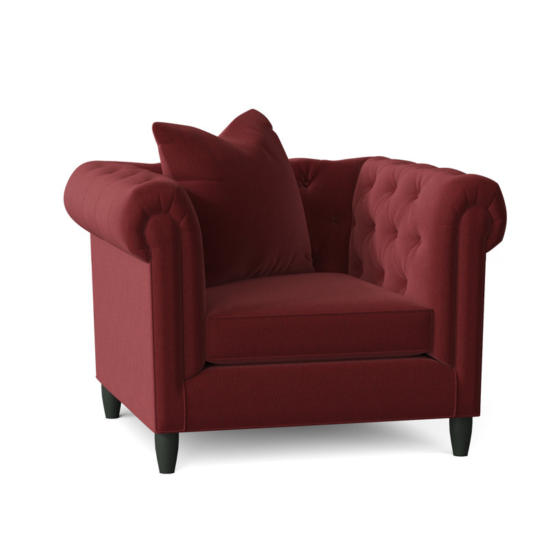 Fauteuil Chesterfield l 43 po Caspar, Chenille de mûrier céleste