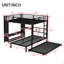 Grand lit superposé simple avec garde-robe intégré, lit superposé en métal avec lit gigogne, bureau pliable, échelles-504729724