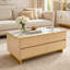 Table basse moderne en marbre avec alimentation intégrée et éclairage DEL - Taille compacte, garniture dorée, télécommande / contrôle d'application-1757094036