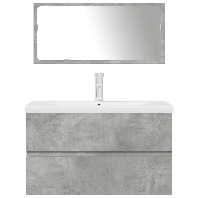 Vanity & Mirror Set, Concrete Grey