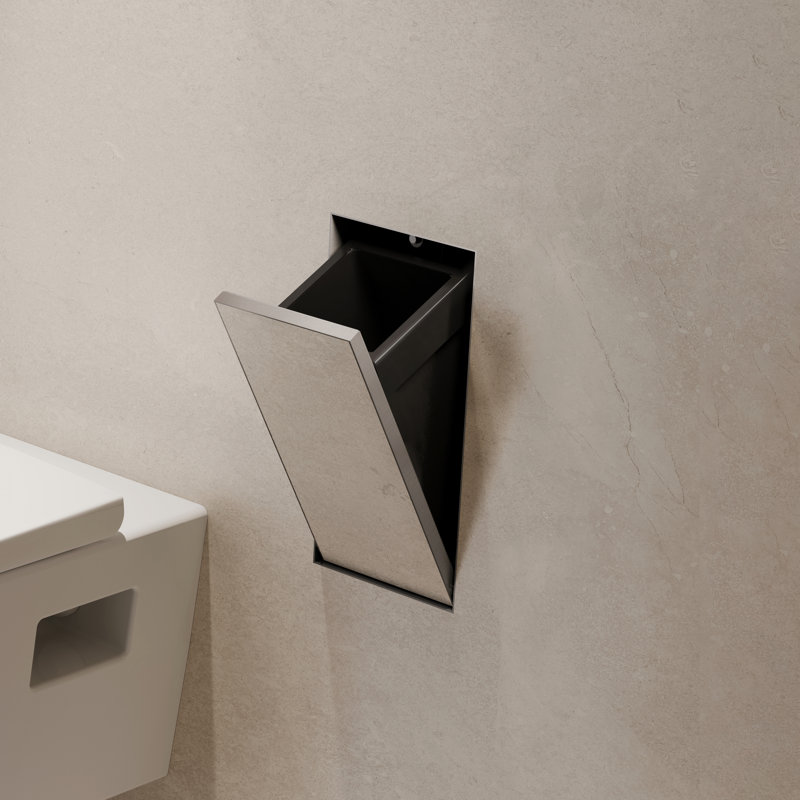 hansgrohe XtraStoris Rock Recessed Trash Bin with Shelf & Tileable Door, Brushed Stainless Steel