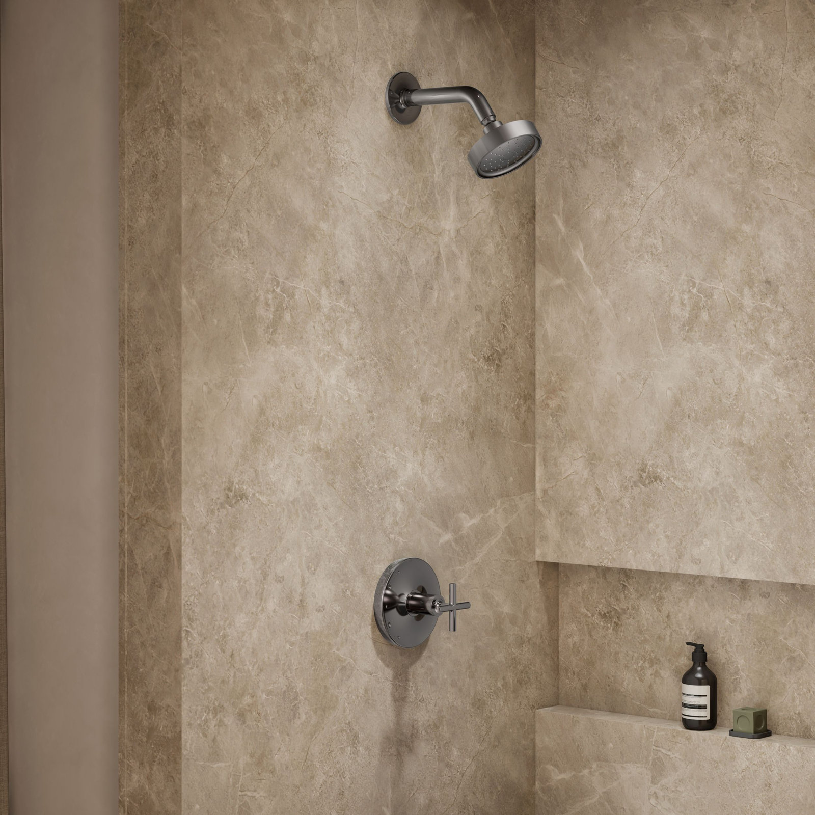 Purist Shower Trim, Vibrant Titanium, Cross Handle