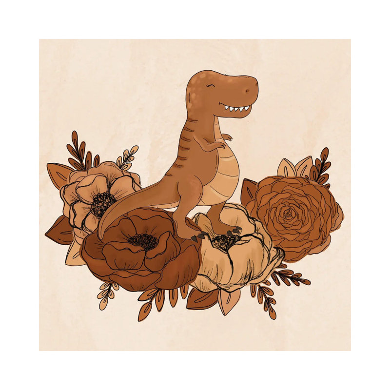 T-Rex Florals by Katie Bryant - Wrapped Canvas Gallery-Wrapped Canvas Giclée, 30.48 cm H x 30.48 cm W