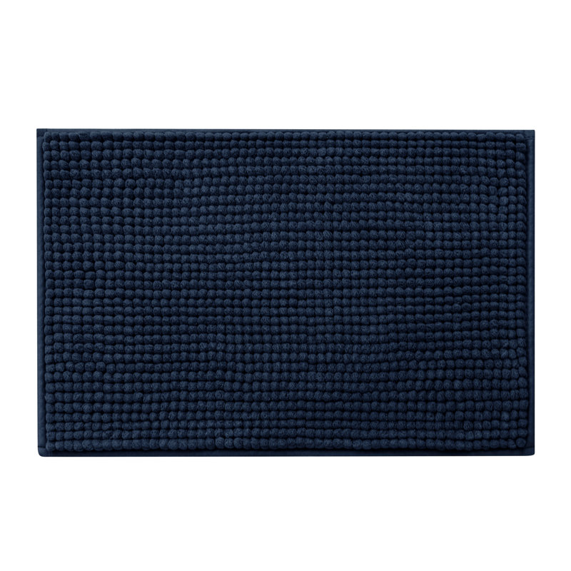 Azriah Luxury Chenille Super Soft Absorbent Polyester Rectangle Non-Slip Bath Rug, Navy, 20" W x 32" L
