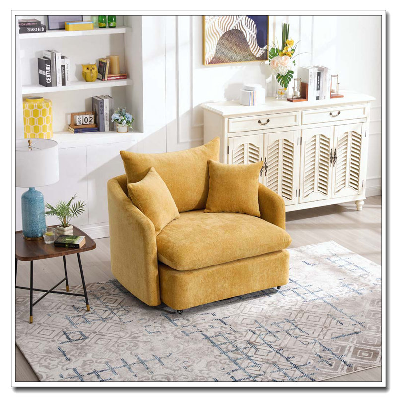 Coussin de fauteuil pivotant sur 360 ° avec 3 coussins, Jaune 2, NO