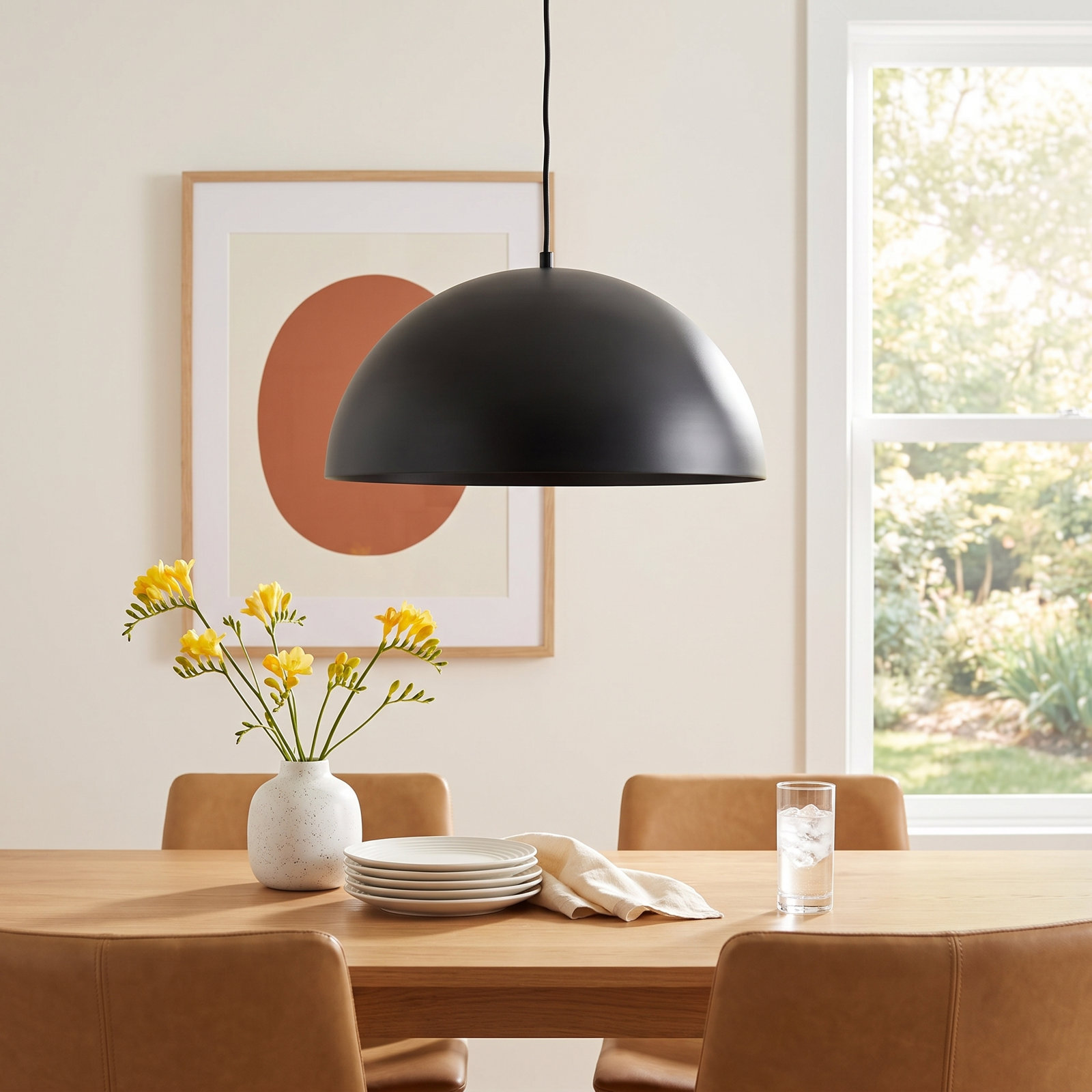 Arles Dimmable 1 - Light Pendant, 15.75" H x 6.08" W x 6.08" D, Black/Gold