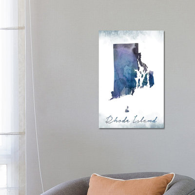 Rhode Island State Bluish - Wrapped Canvas Painting